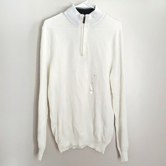 Men's Quarter-Zip Textured Cotton Sweater - Picture 2 of 7